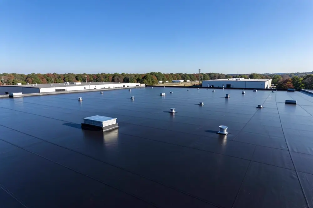 Representative warehouse with a newly installed EPDM roof